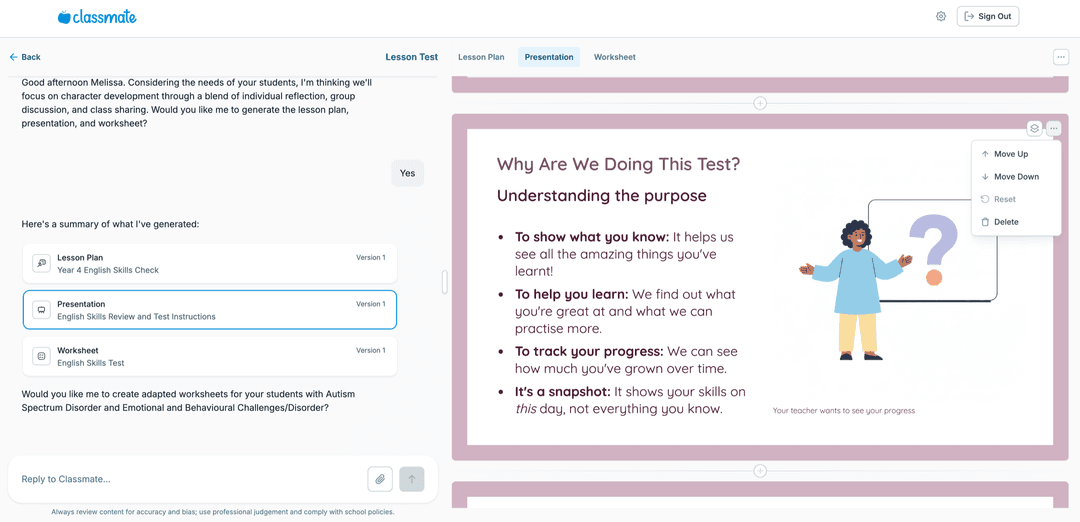 How Classmate builds your presentation