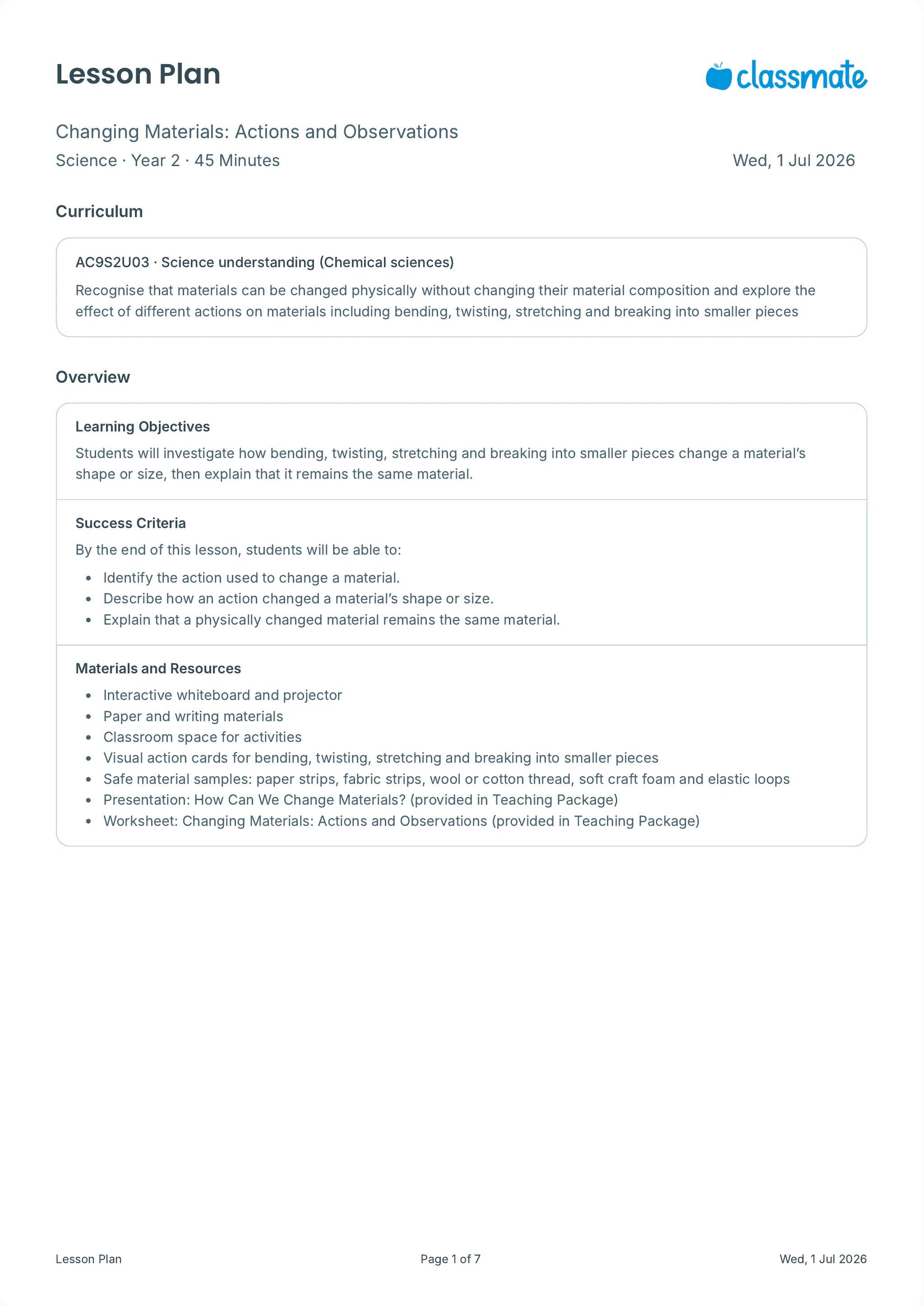 Lesson plan preview page 1