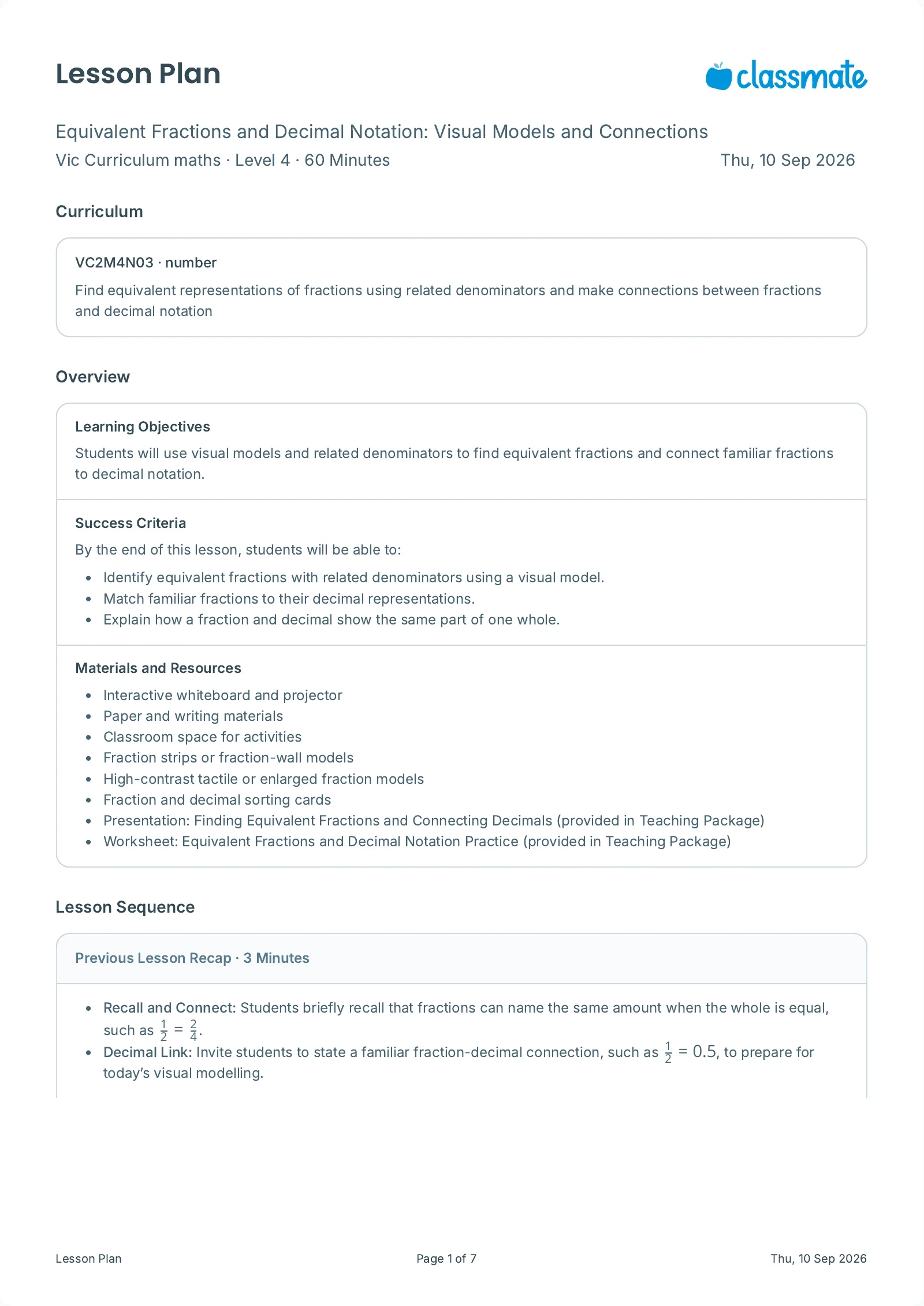 Lesson plan preview page 1